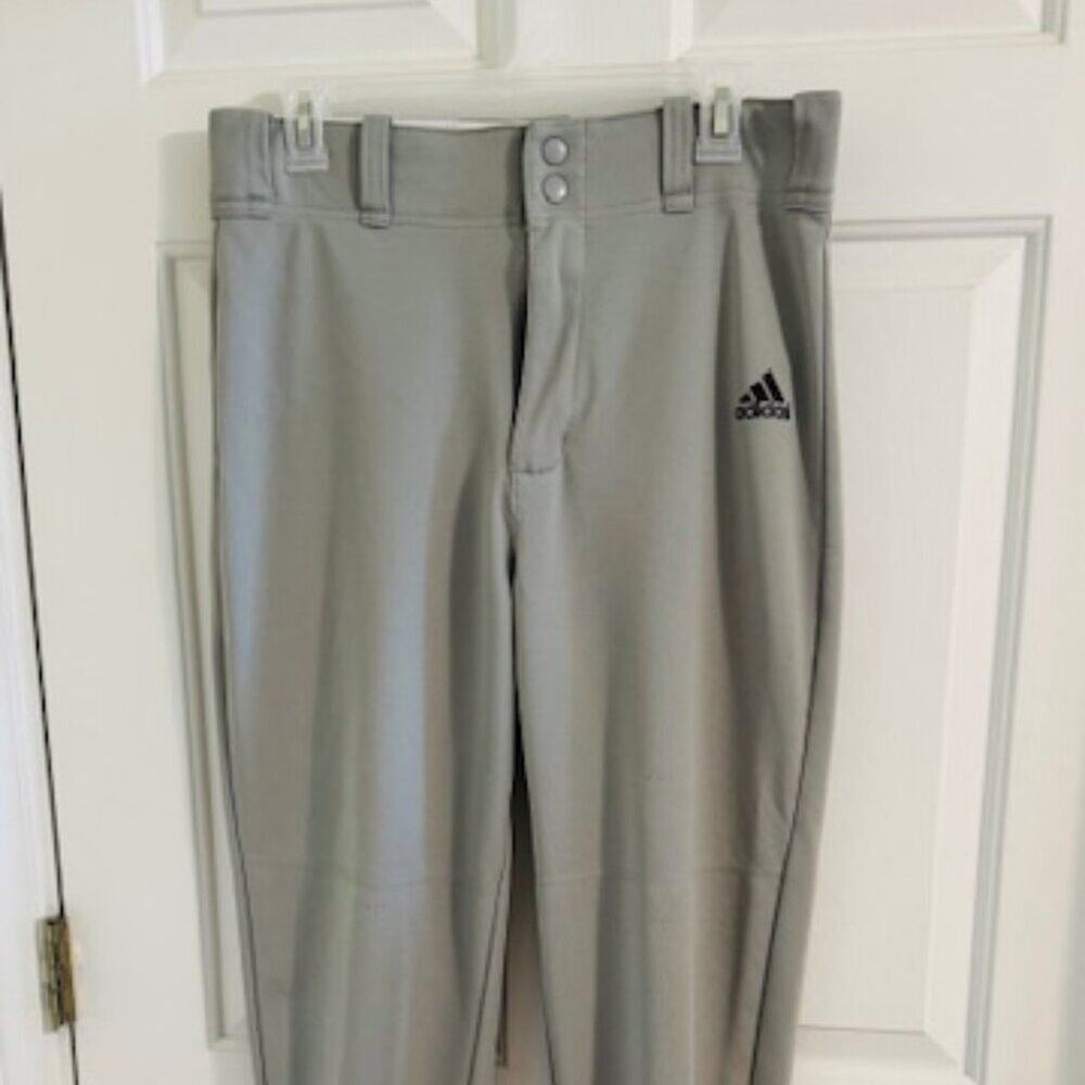 Adidas Climalite Gray Baseball Pants Mens M Elastic Hem Athletic Practice Pants